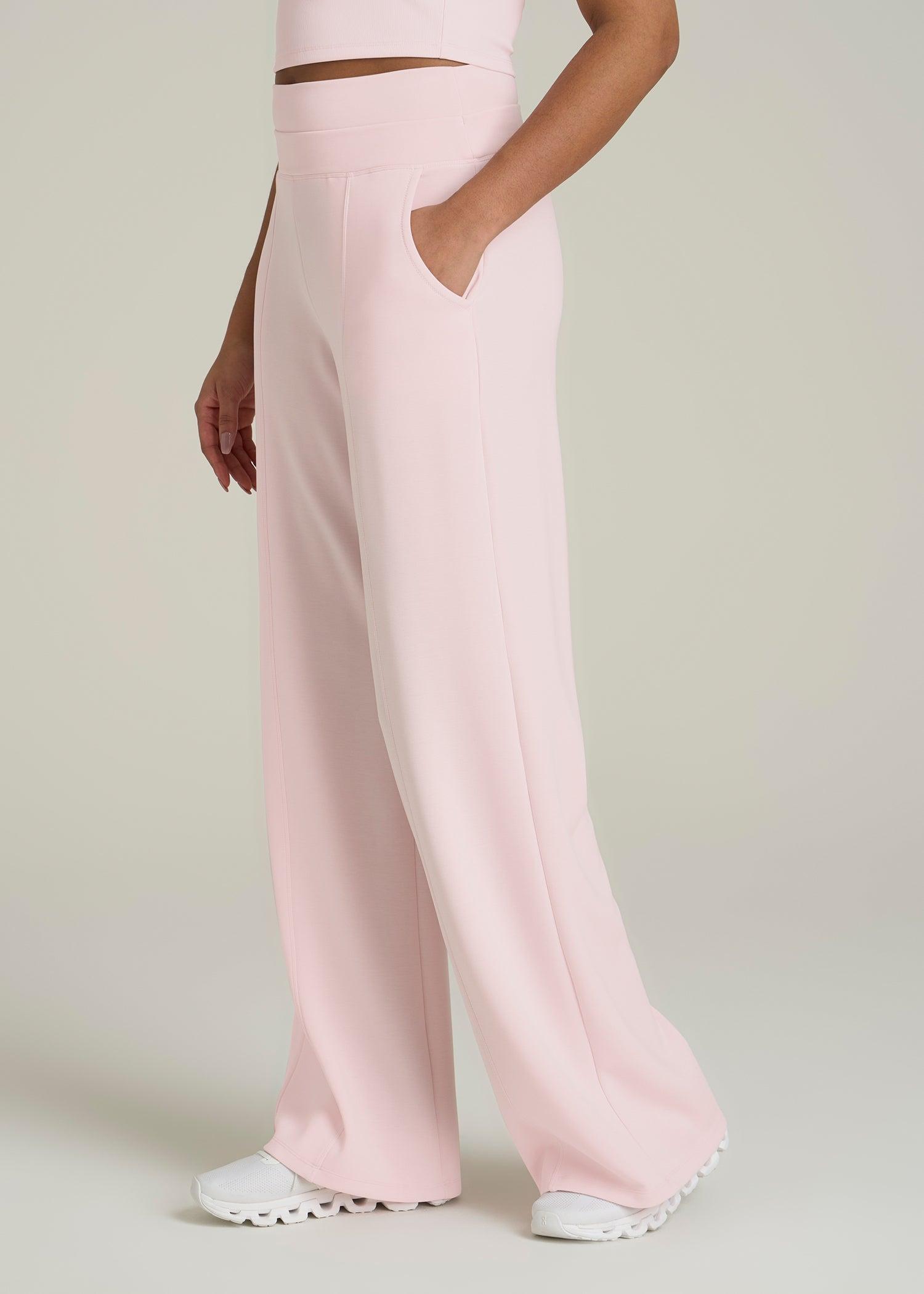 Soft Motion Wide Leg Ultra High Rise Pant for Tall Women in Barely Pink Female Product Image