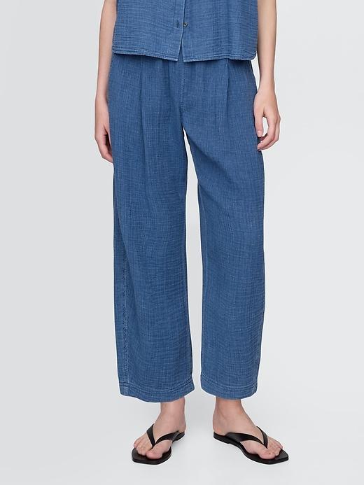 Cotton Gauze Denim Easy Barrel Pants Product Image