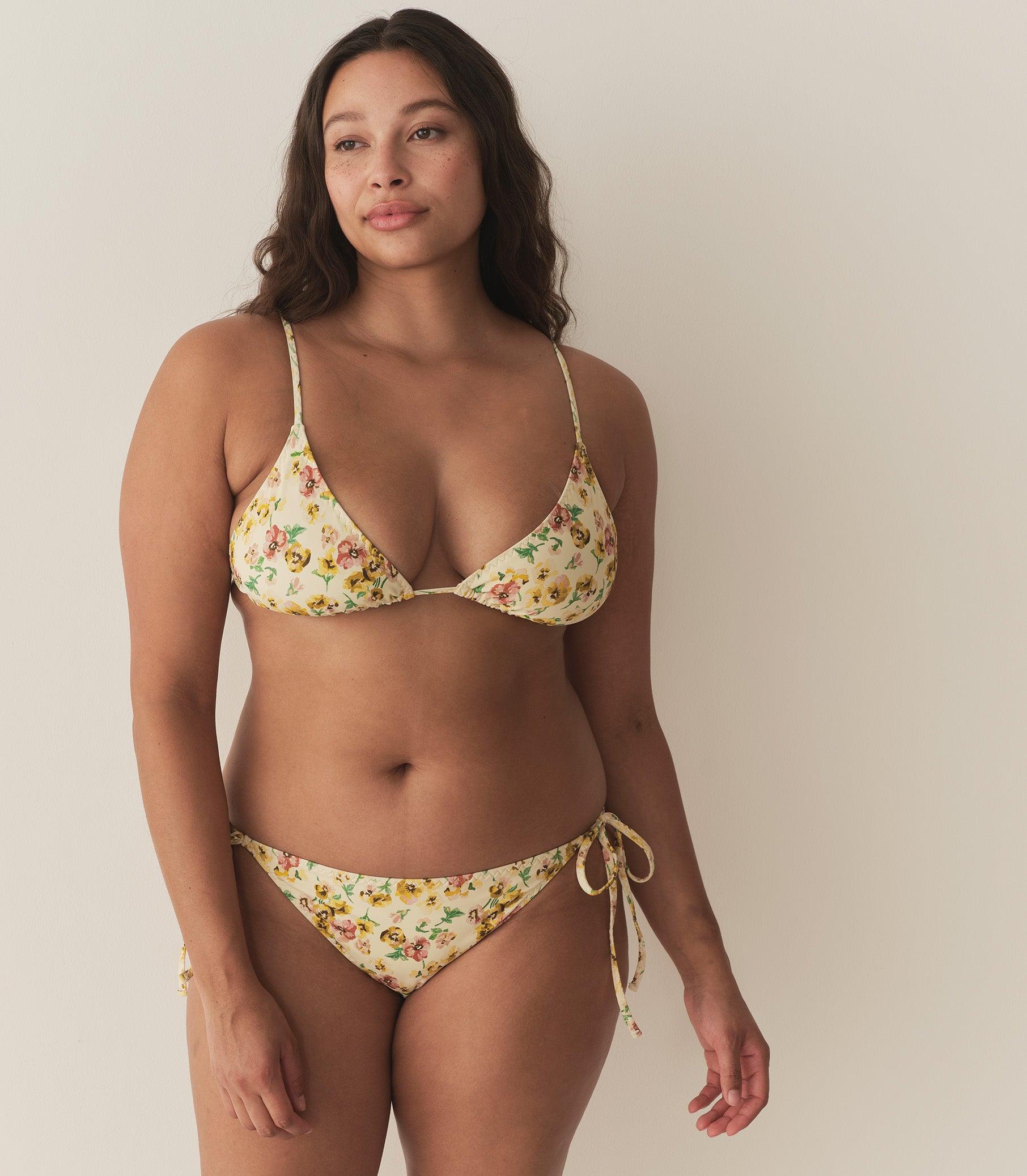 CAPRI BIKINI TOP -- CITRON PANSY FLORAL Product Image
