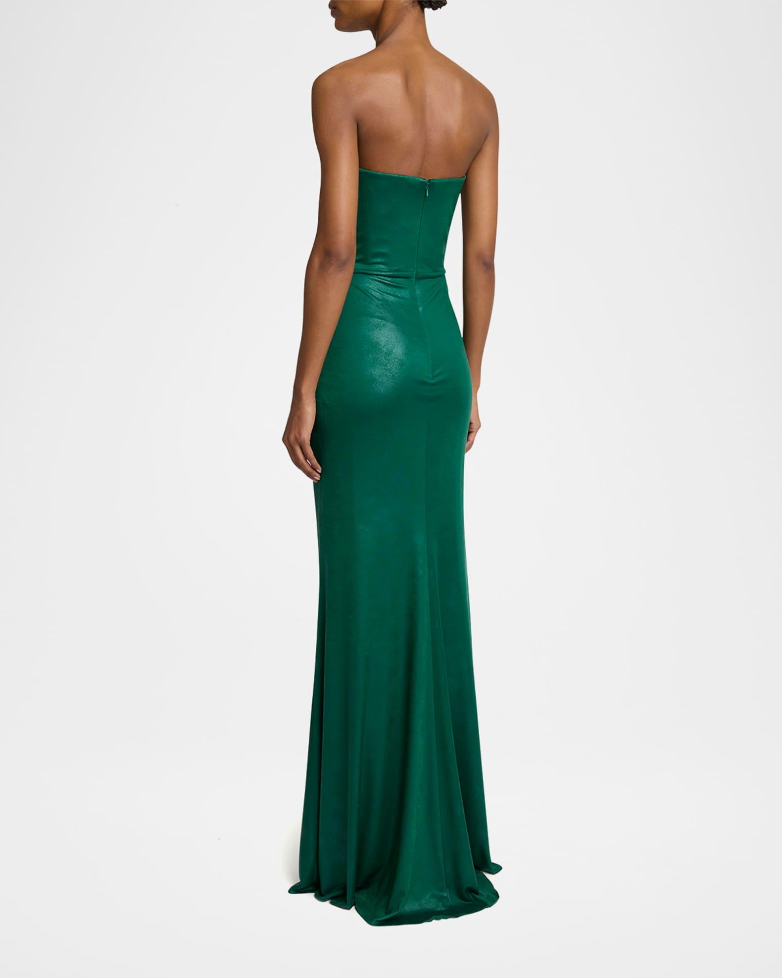 Strapless Ruched Coated Jersey Gown Product Image