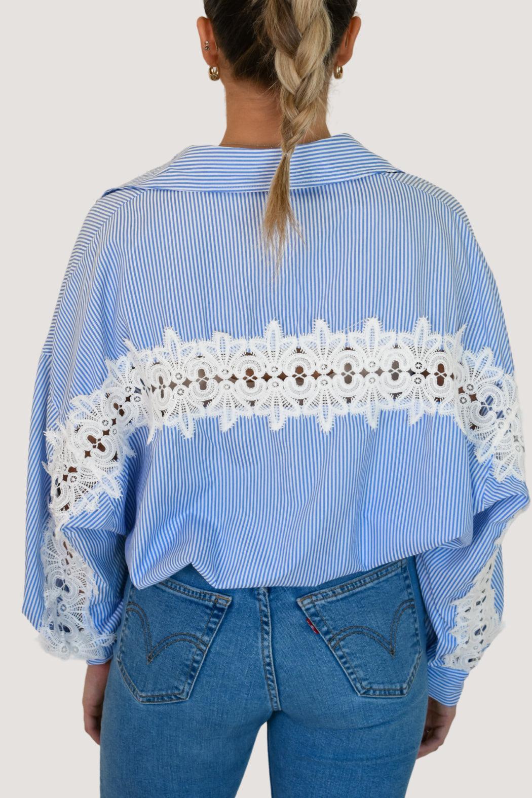 Tie Waist Lace Det Top Product Image