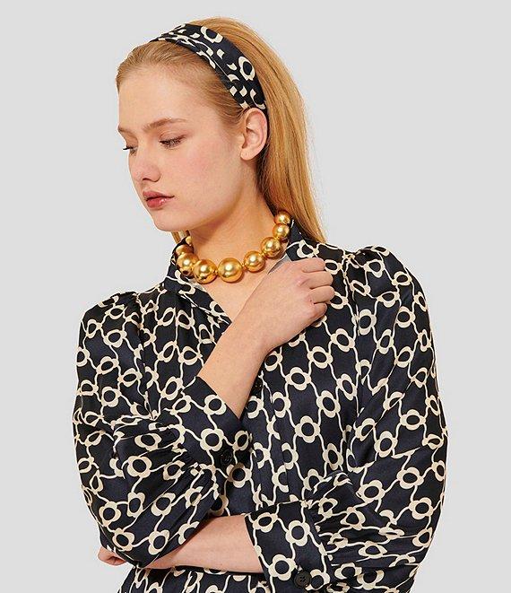 Tara Jarmon Rivoltina Satin Floral Print Notch Collar Long Sleeve Button Front Midi Dress Product Image