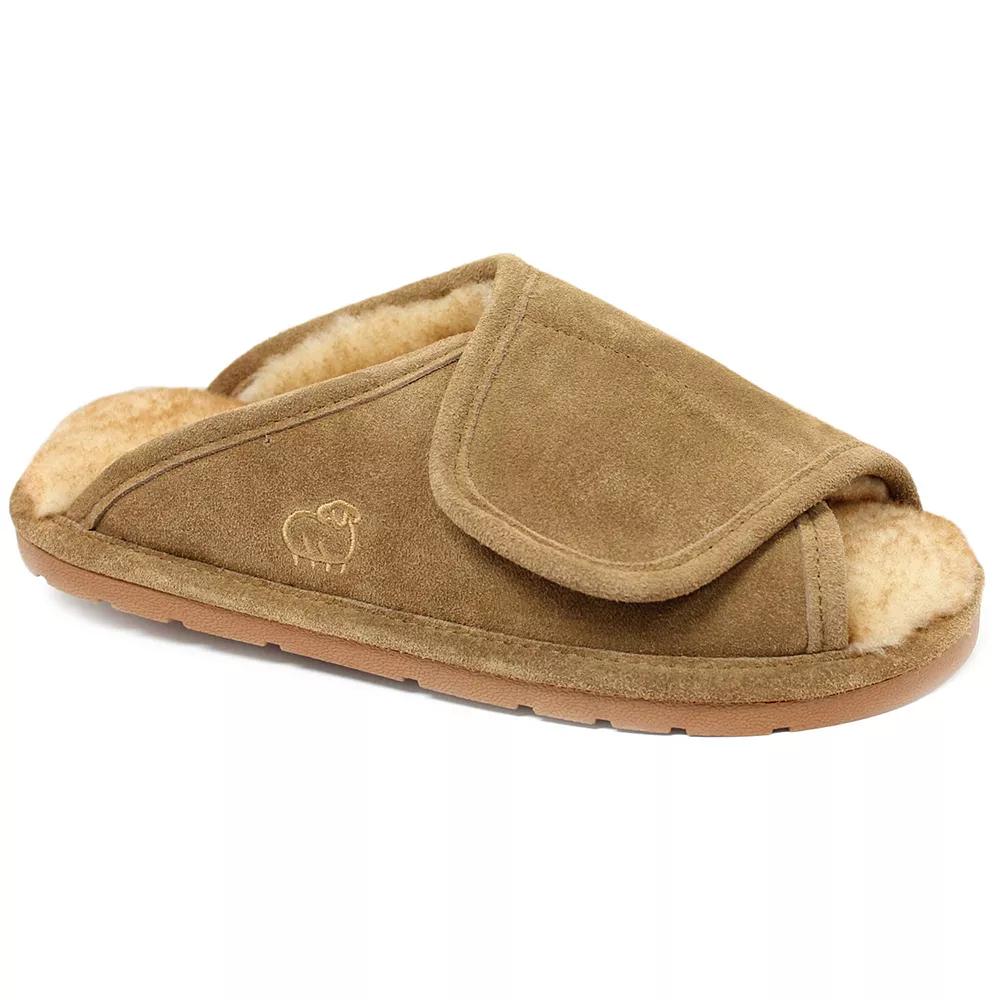 Mykos Men's Suede Merino Wool Wrap Slippers, Size: Medium, Brown Product Image