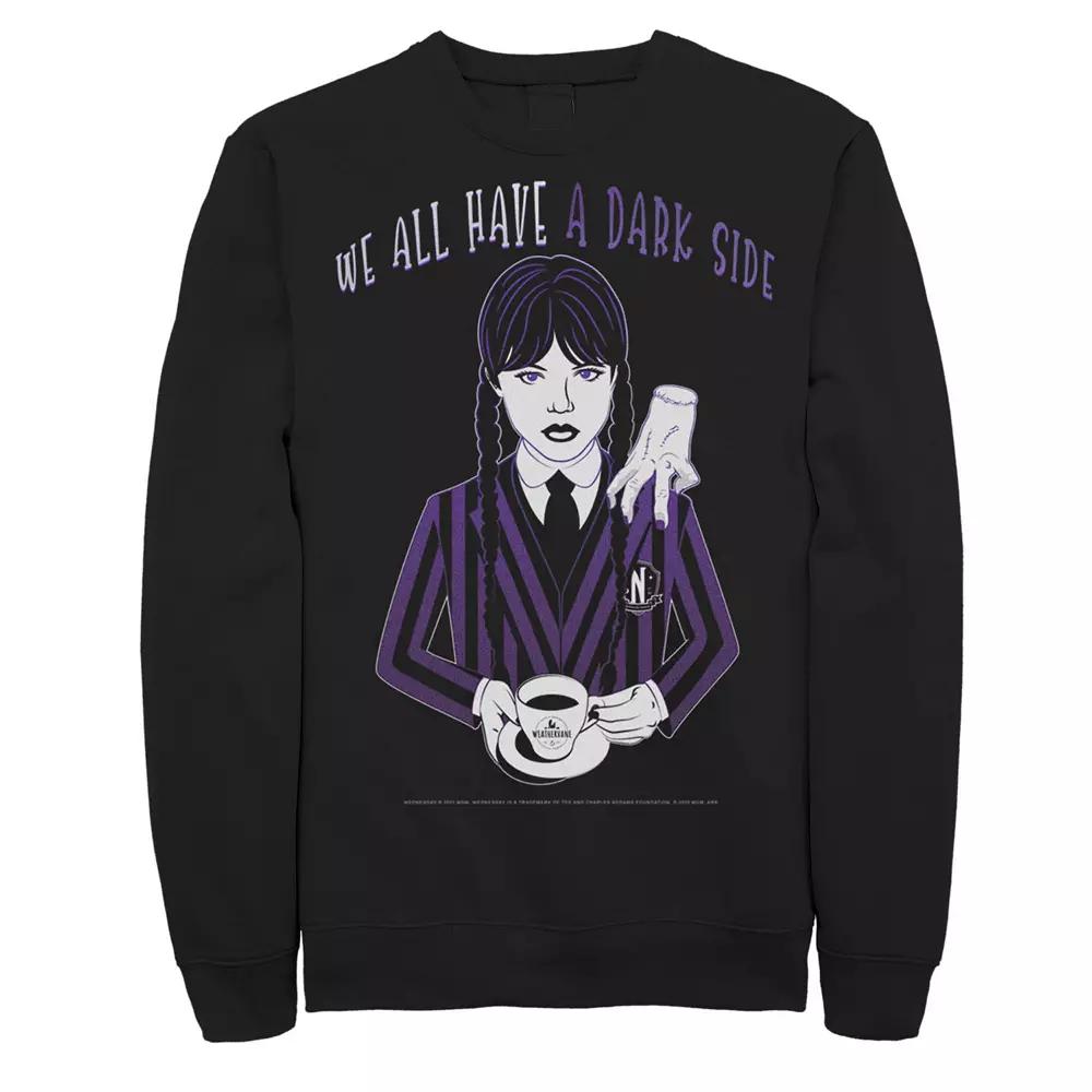 Men's Wednesday A Dark Side Fleece Graphic Sweatshirt,  Product Image