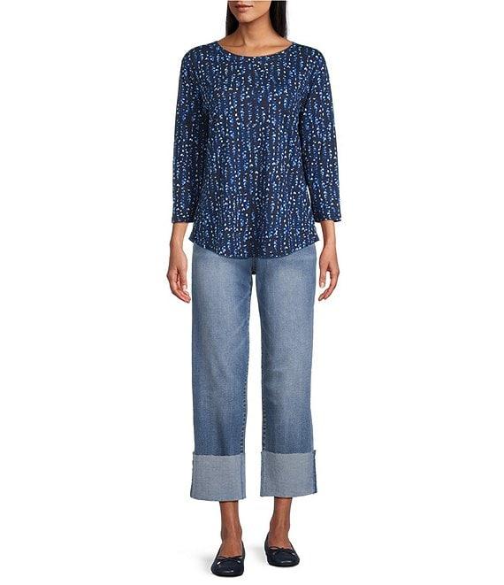 Westbound Celestial Solar Leaves 3/4 Sleeve Knit Top Product Image