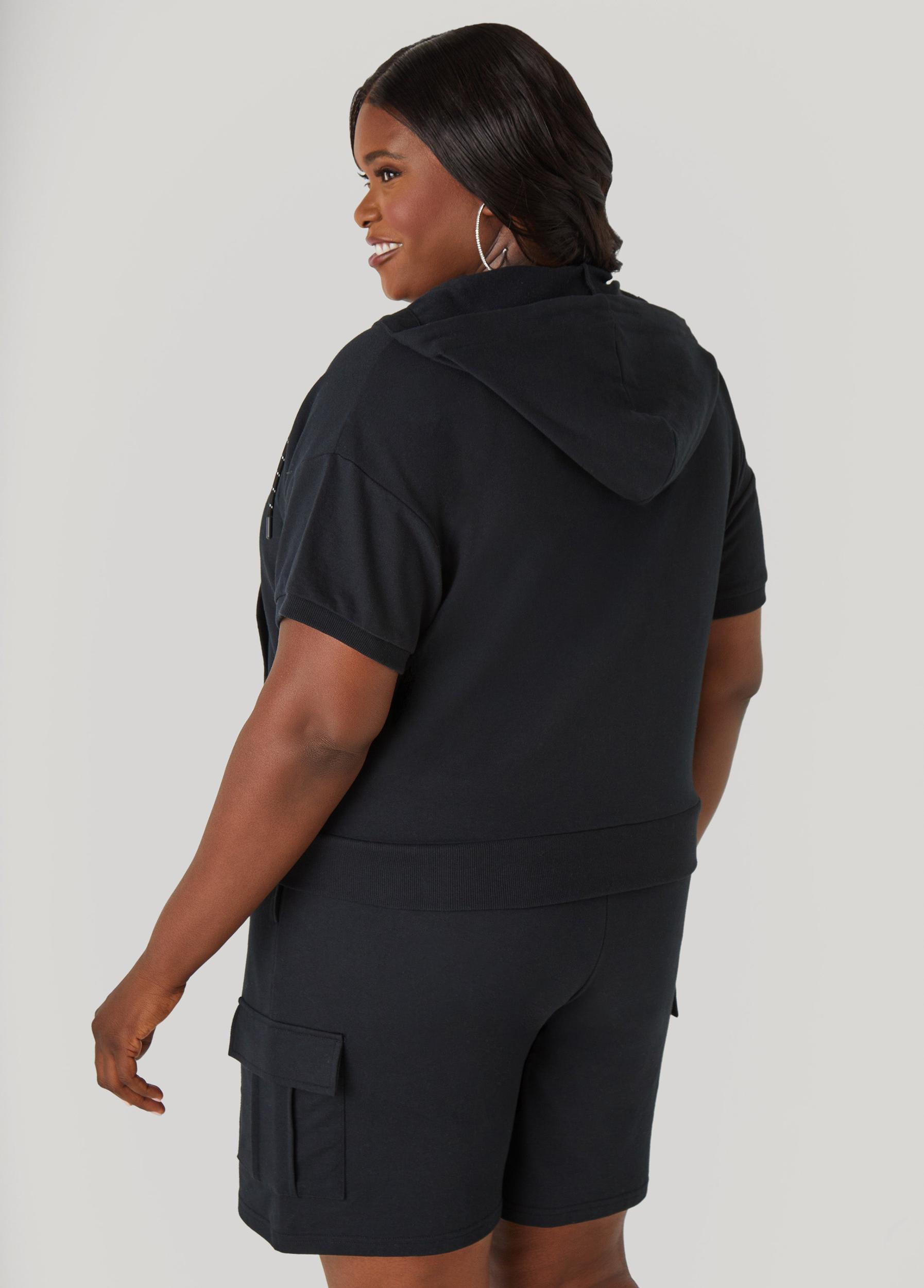 Plus Size Zip Front French Terry Hoodie Ashley Stewart Product Image