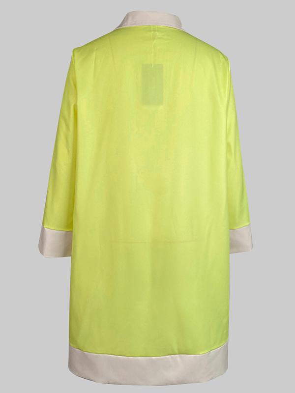 A-Line Loose Buttoned Flower Print Stand Collar Mini Dresses Product Image