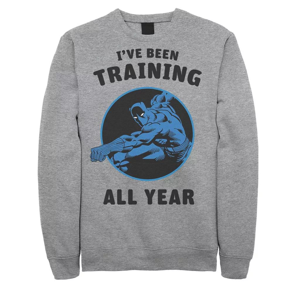 Men's Marvel Avengers Black Panther I've Been Training All Year Sweatshirt, Size: Medium, Athletic Grey Product Image