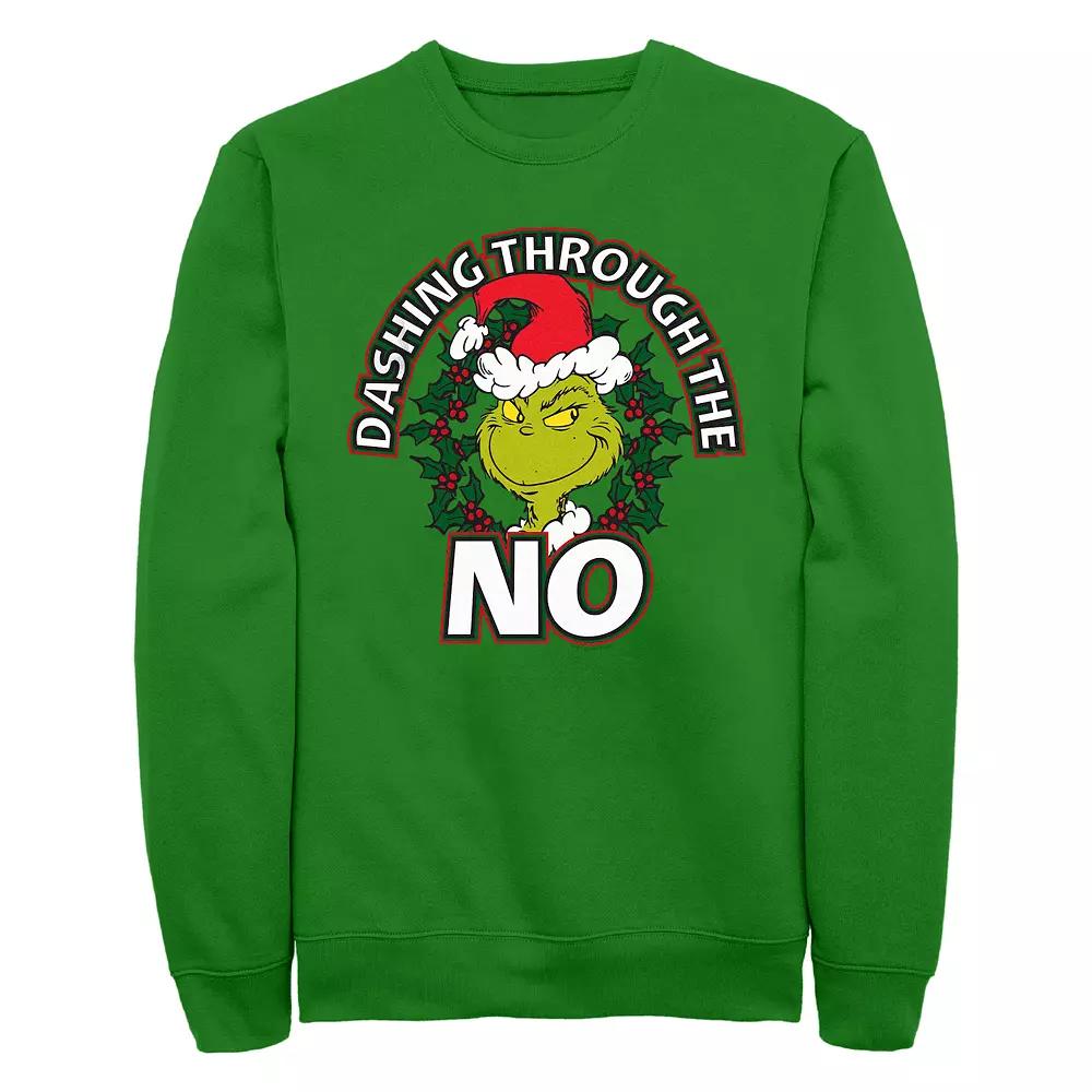 Men's Dr. Seuss Grinch Dashing Through The No Fleece Sweatshirt, Size: XL, Kelly Product Image