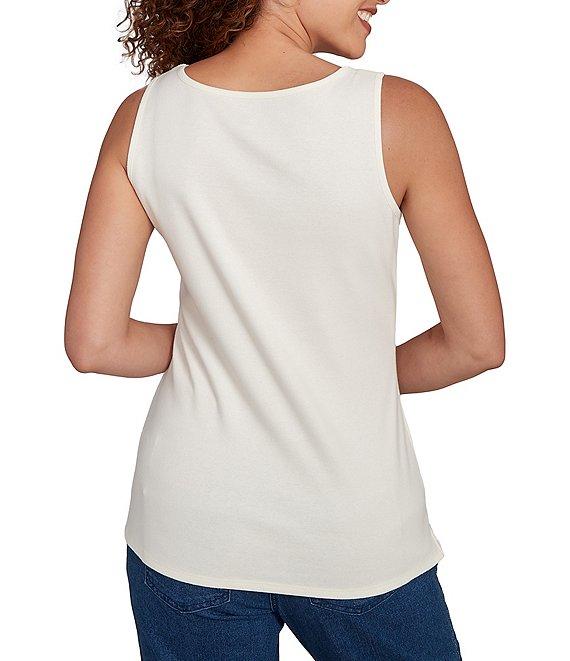 Ruby Rd. Solid Ribbed Knit Scoop Neck Sleeveless Tank Product Image