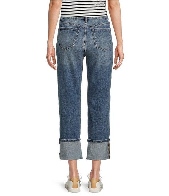 Code Bleu Hollywood Waist High Rise Wide Leg Cuffed Cropped Jeans Product Image