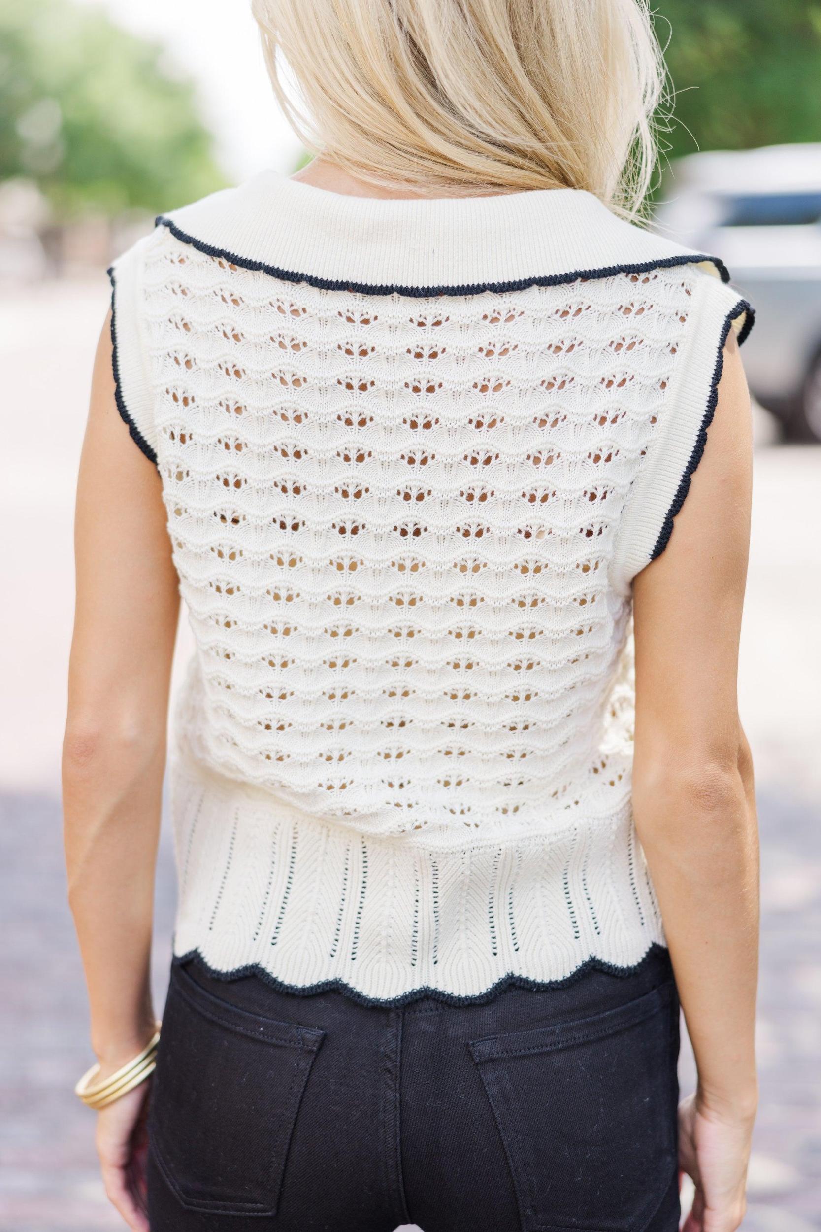 Proud Moment Cream White Textured Sweater Female Product Image