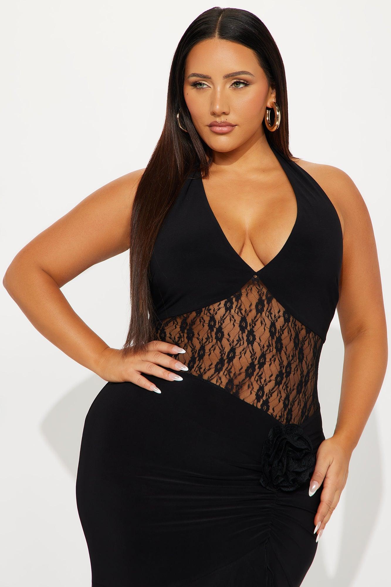 Katerina Lace Halter Maxi Dress - Black Product Image