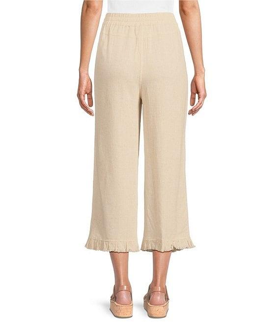 Multiples Textured Slub Woven Straight Leg Elastic Drawstring Waist Pull-On Pants Product Image