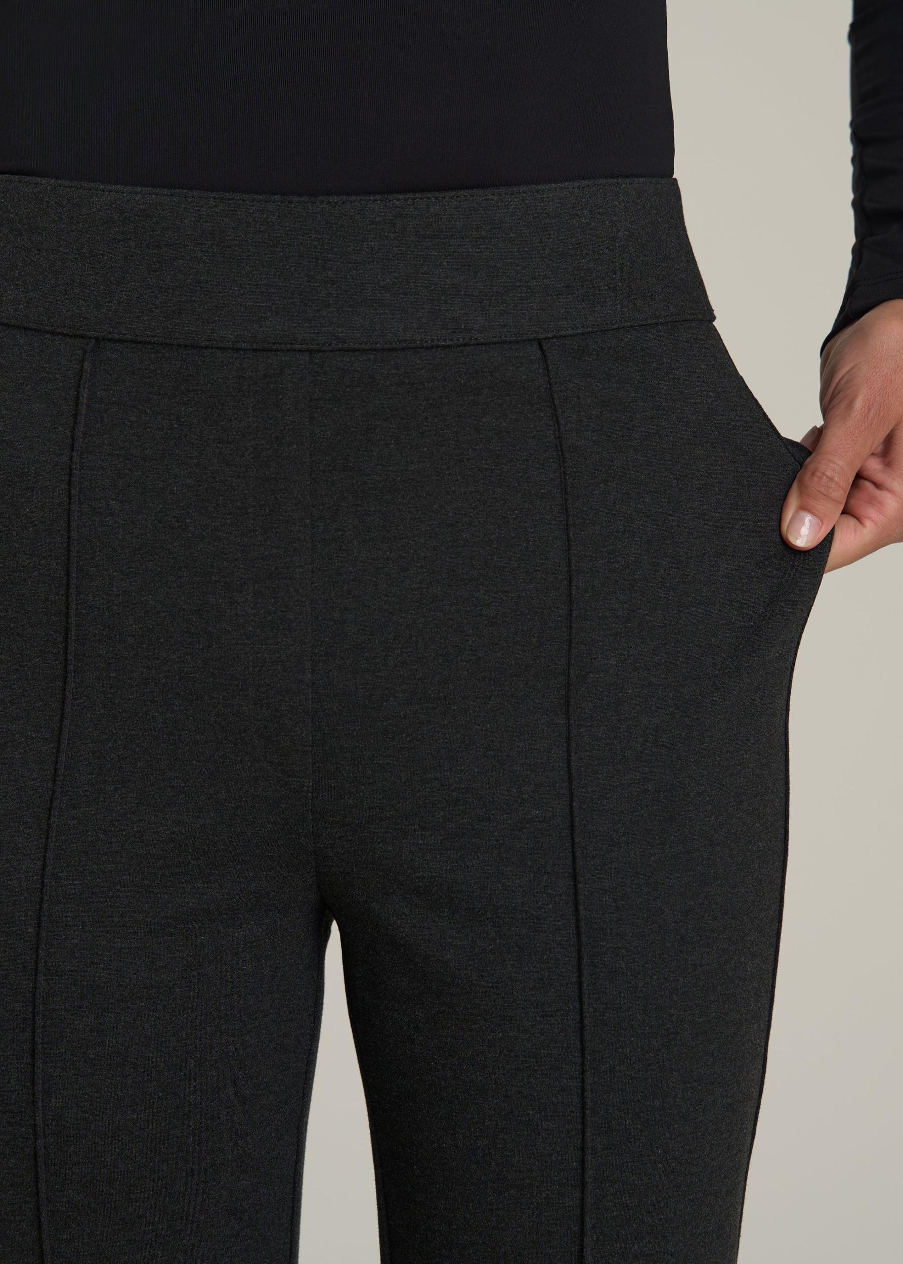 Soft Flex Ponte Pull On Flare Pants for Tall Women in Dark Charcoal Heather Female Product Image