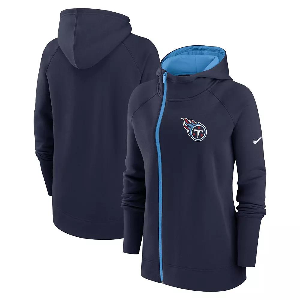 Women's Nike Navy Tennessee Titans Asymmetrical Raglan Full-Zip Hoodie,  Product Image