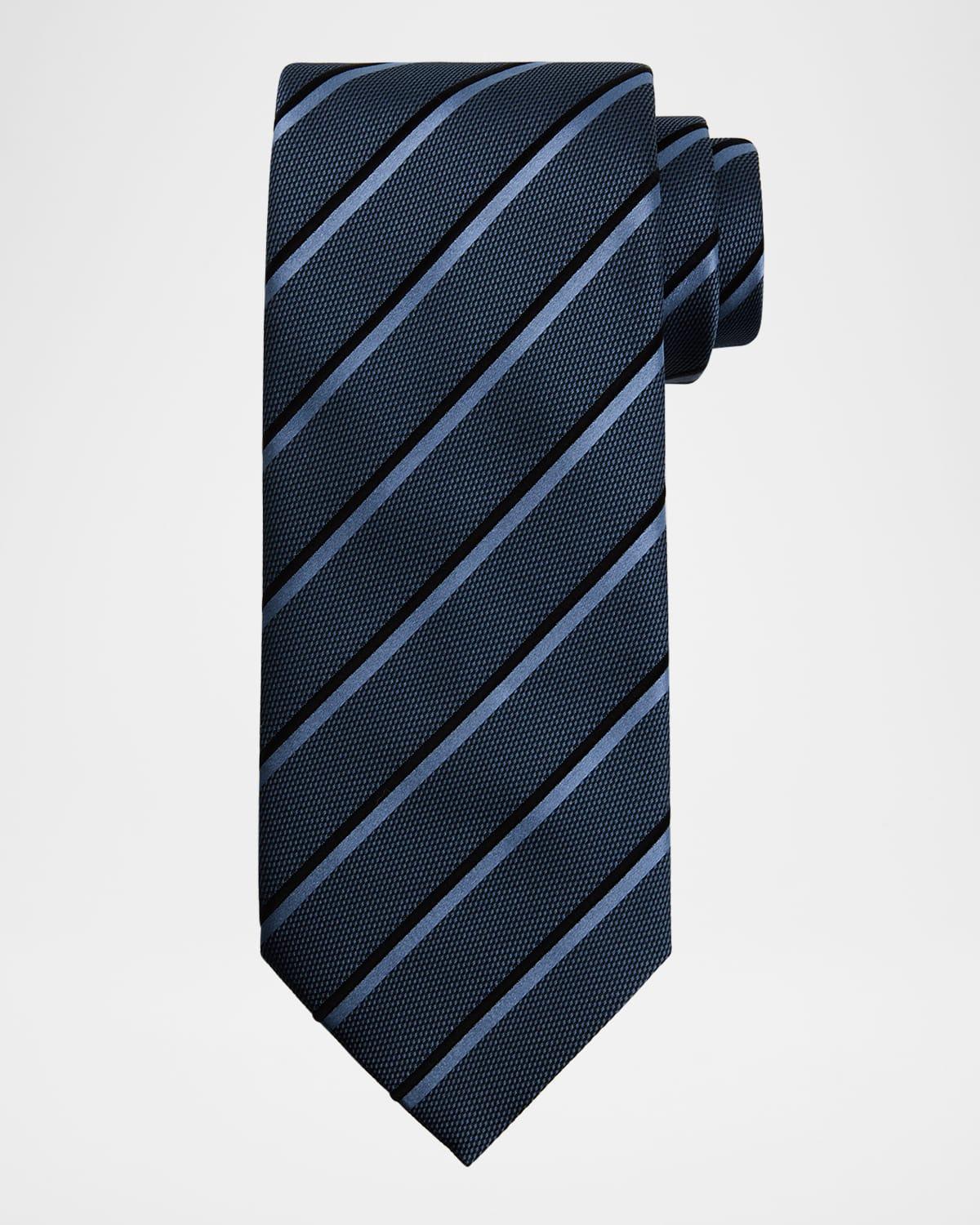 Mens Diagonal Stripe Silk Tie Product Image