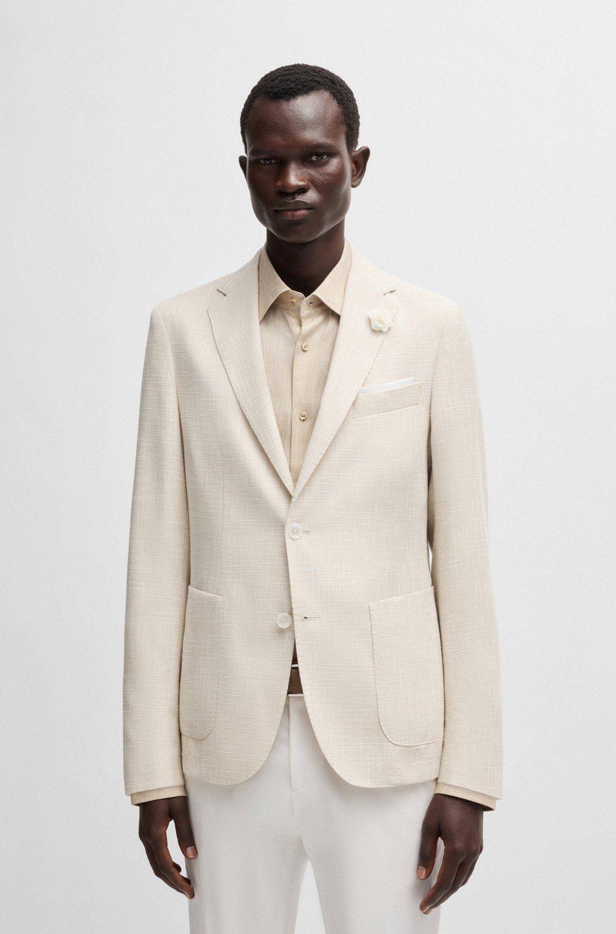 Slim-fit blazer in micro-patterned fabric Product Image