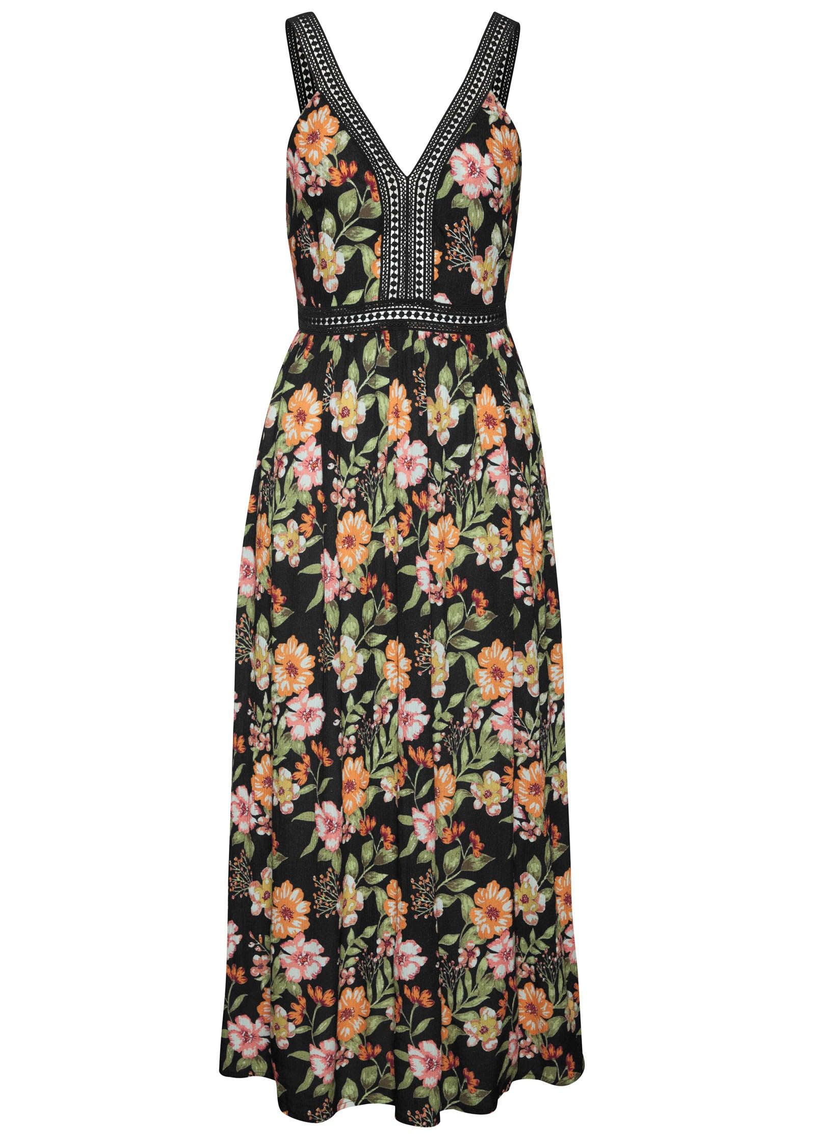 Crochet Printed Maxi Dress - Black Multi Product Image