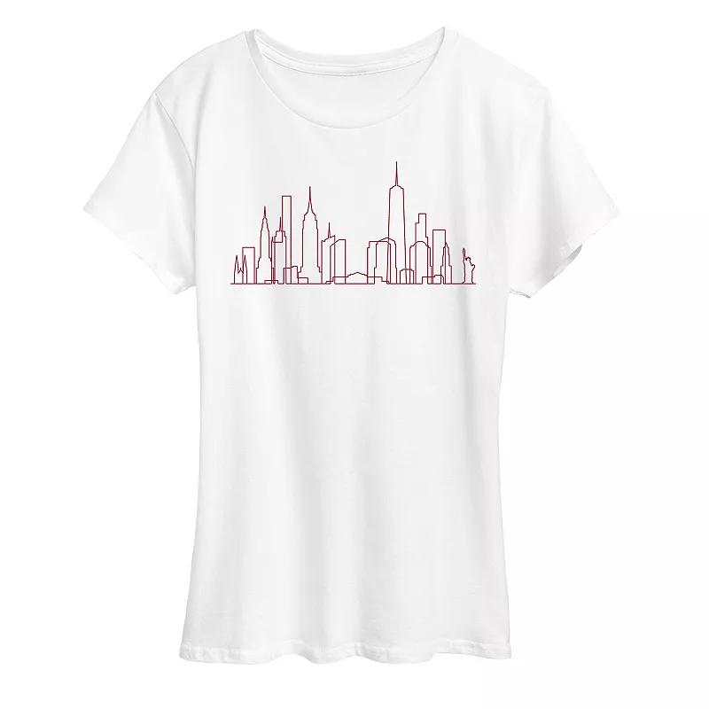 Women's NYC Skyline Line Art Graphic Tee,  Product Image