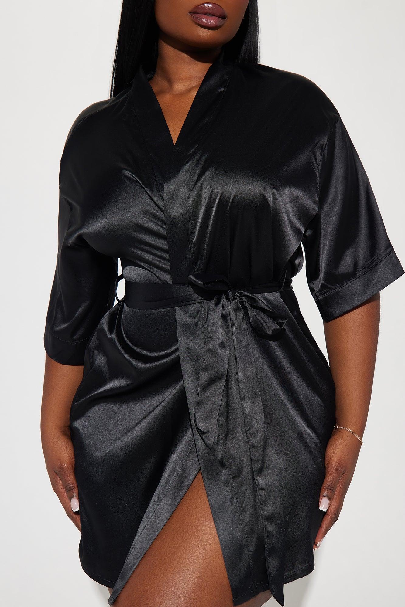 Getting Ready For You Satin Robe - Black Product Image
