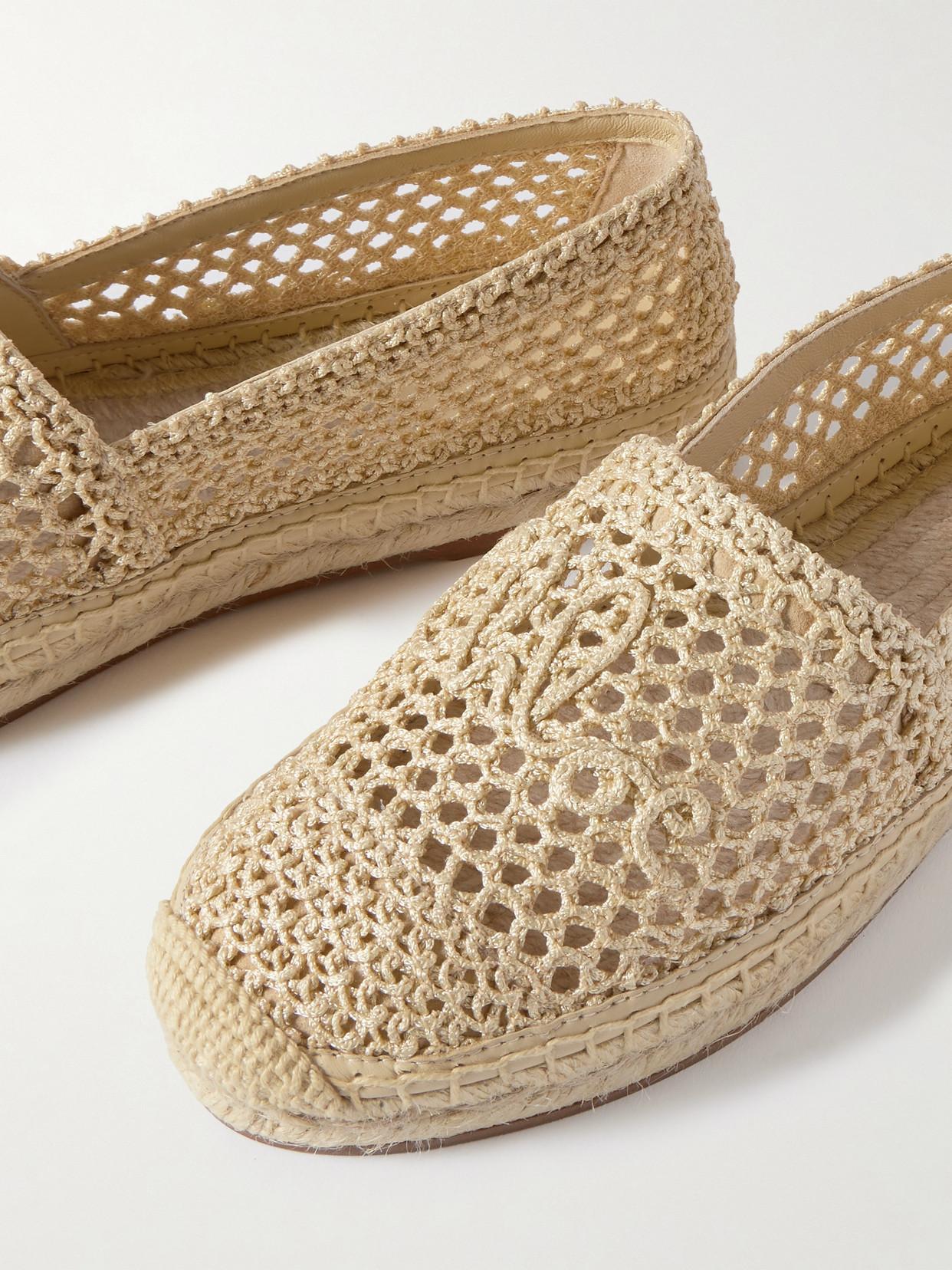 CHLOÉ Womens Chloe Isla Logo-embossed Crochet Espadrilles In Brown Product Image