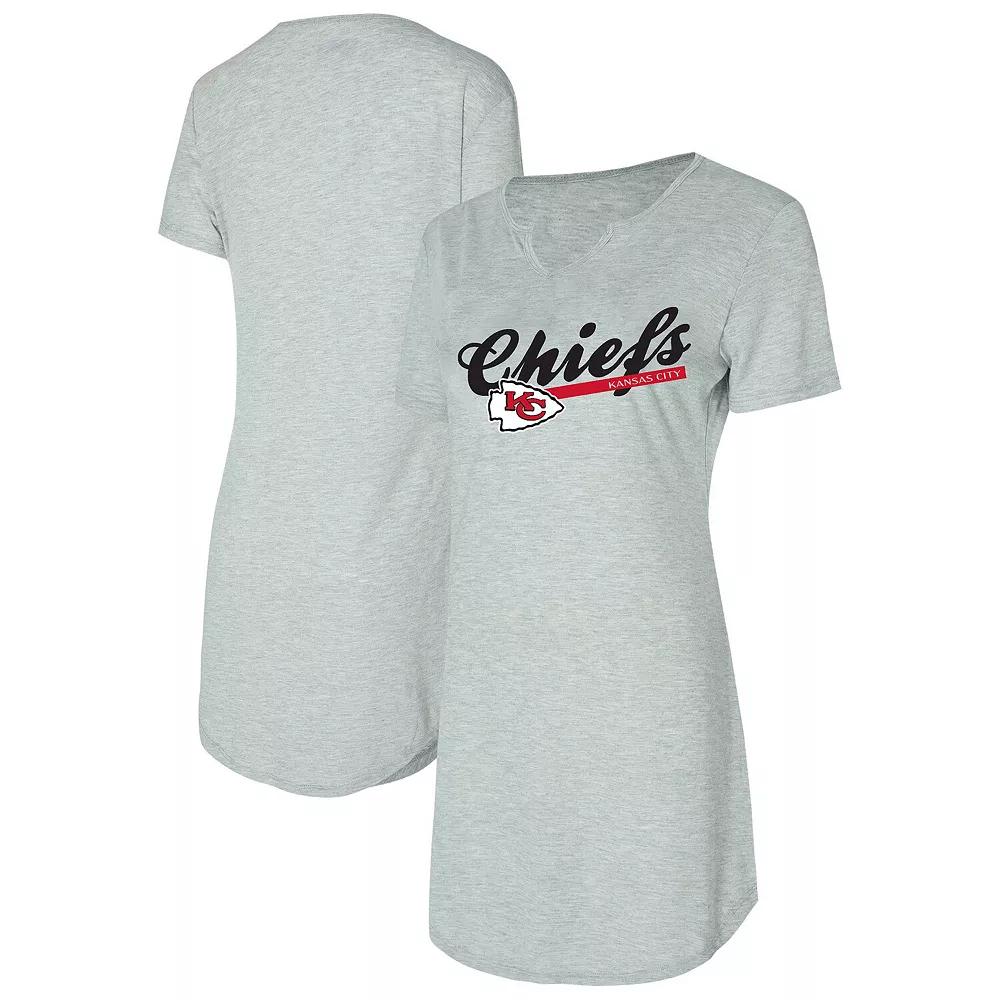 Women's Concepts Sport Gray Kansas City Chiefs Petition Knit Nightshirt, Size: XL, Grey Product Image