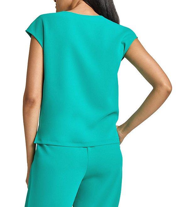 Ming Wang Woven Crepe V-Neck Cap Sleeve Top Product Image