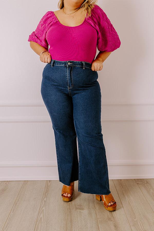 The Adriana High Waist Wide Leg Jean in Dark Wash Curves Product Image