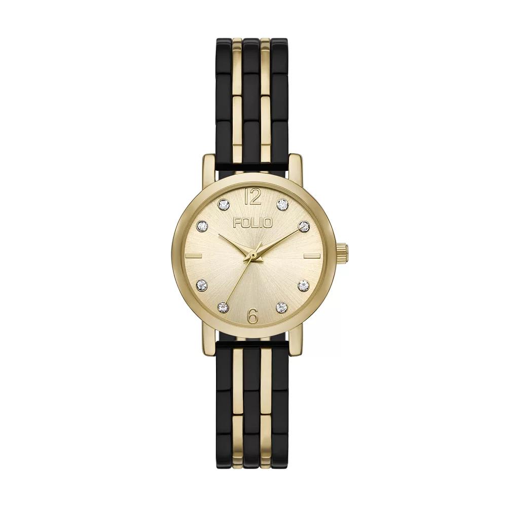 Folio Women's Mixed Material Sunray Dial Watch, Gold Tone Product Image