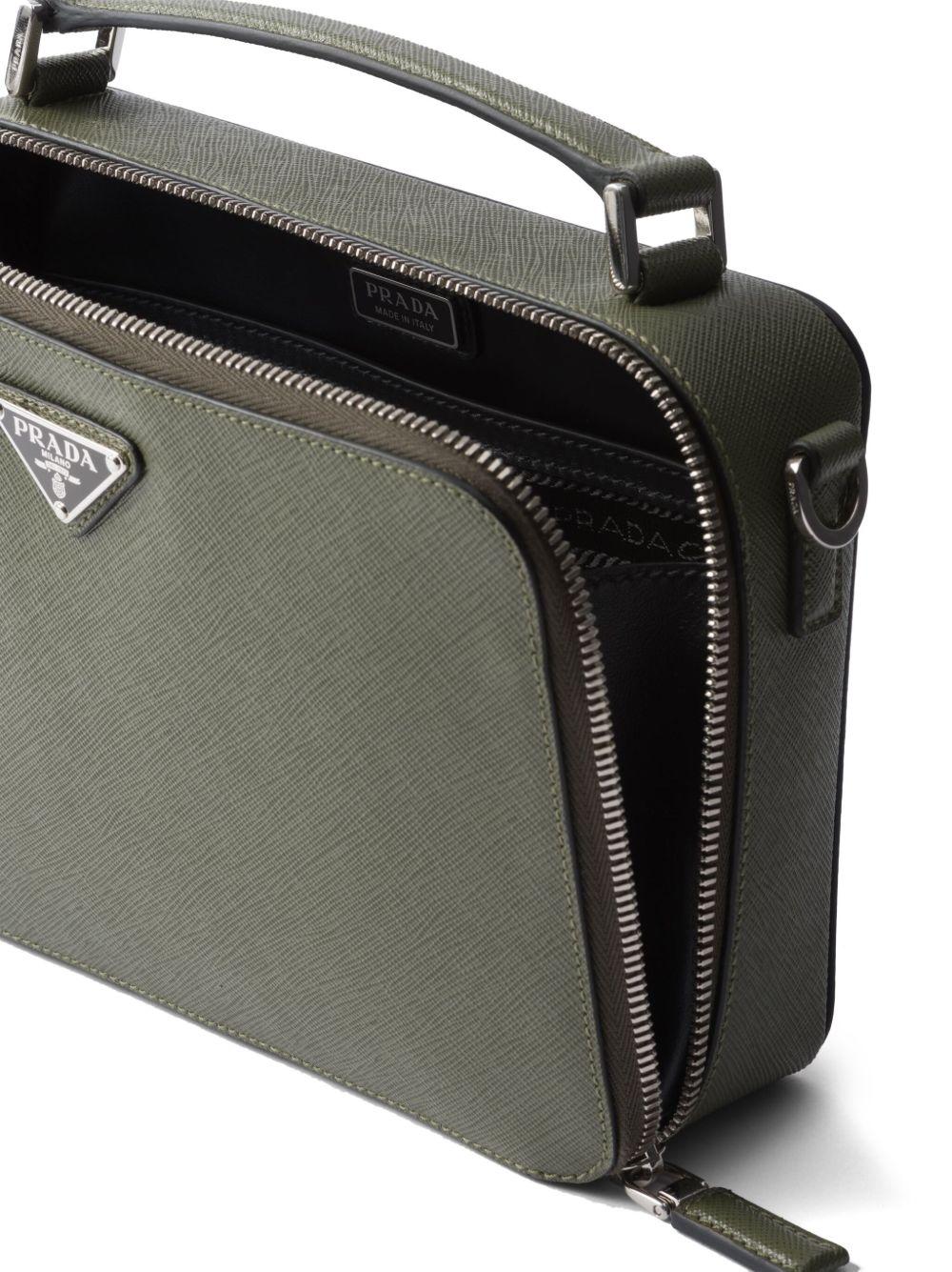 Saffiano medium enamel triangle logo two-way bag Product Image