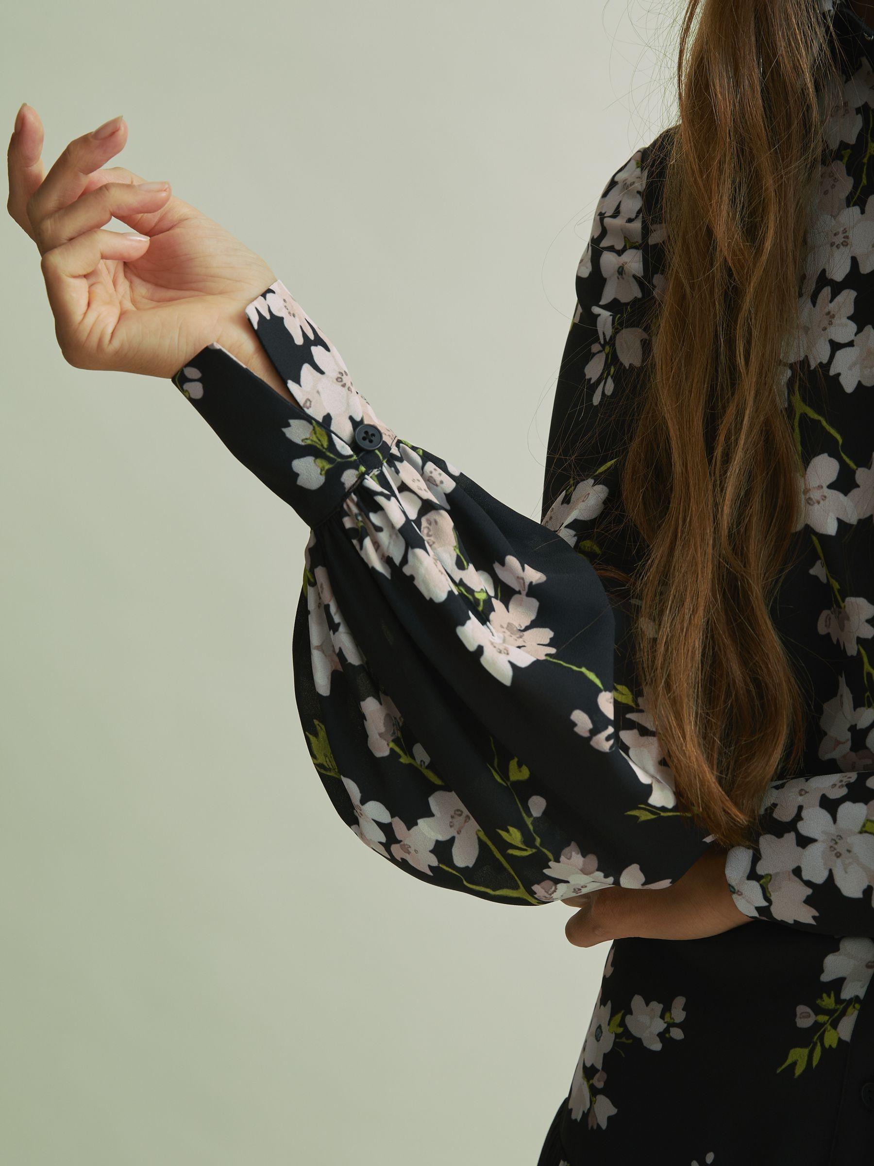 Florere Dropped Waist Shirt Midi Dress in Black Product Image