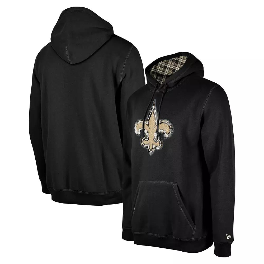 Men's New Era Black New Orleans Saints 3rd Down Plaid Pullover Hoodie,  Product Image
