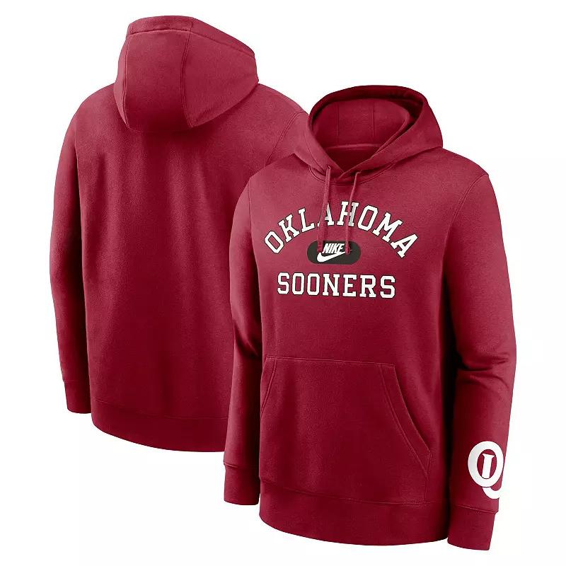 Men's Nike Crimson Oklahoma Sooners Legacy Foundational Two-Hit Club Performance Pullover Hoodie, Size: Large, Red Product Image