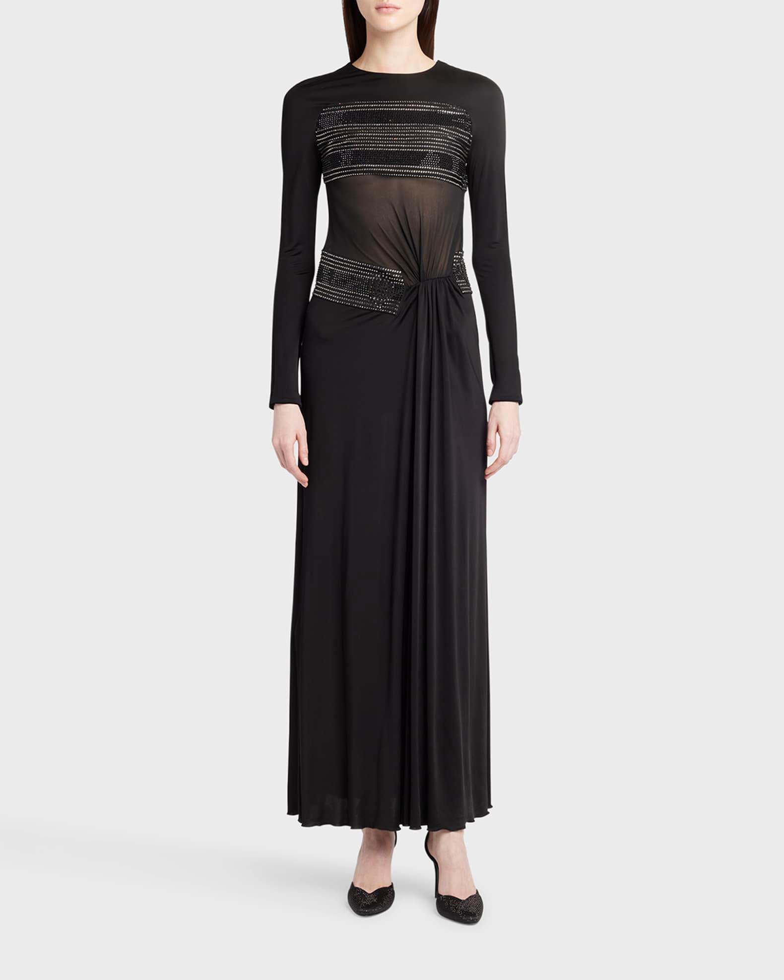 Crystal Sheer Midriff Jersey Gown  Product Image