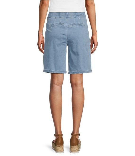 Intro Daisy High Waist Pull-On Stretch Denim Bermuda Shorts Product Image