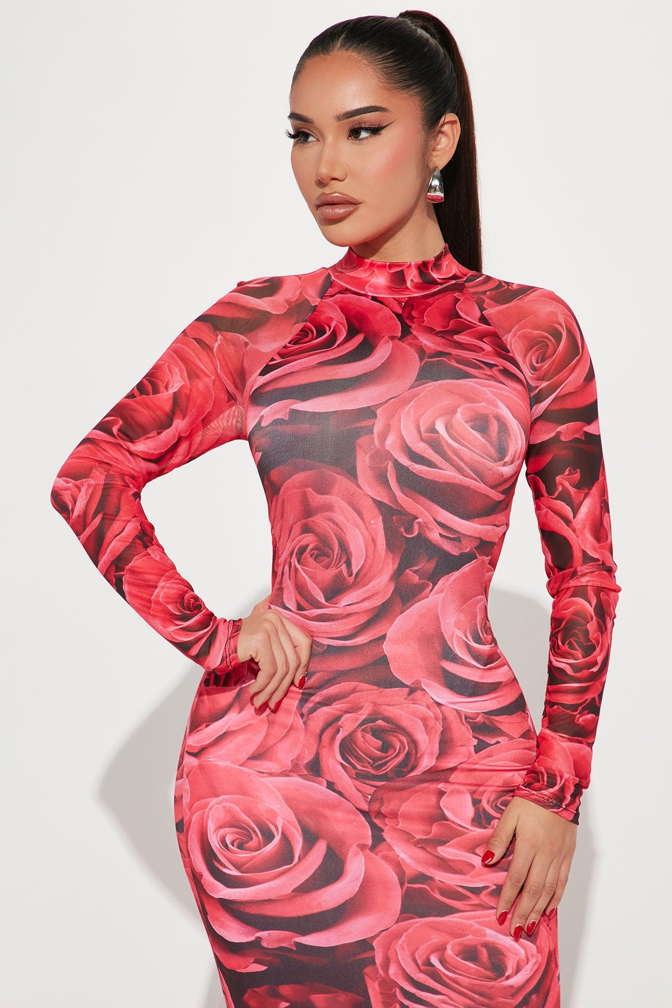 Smell The Roses Maxi Dress - Red/combo Product Image