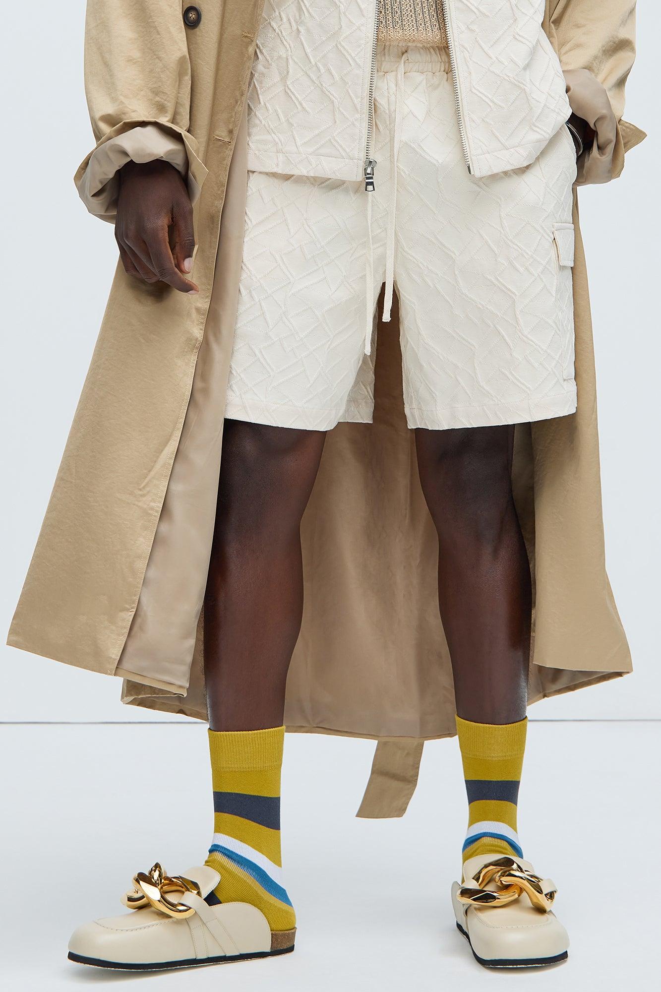 Gerrish Textured Shorts - Cream Product Image