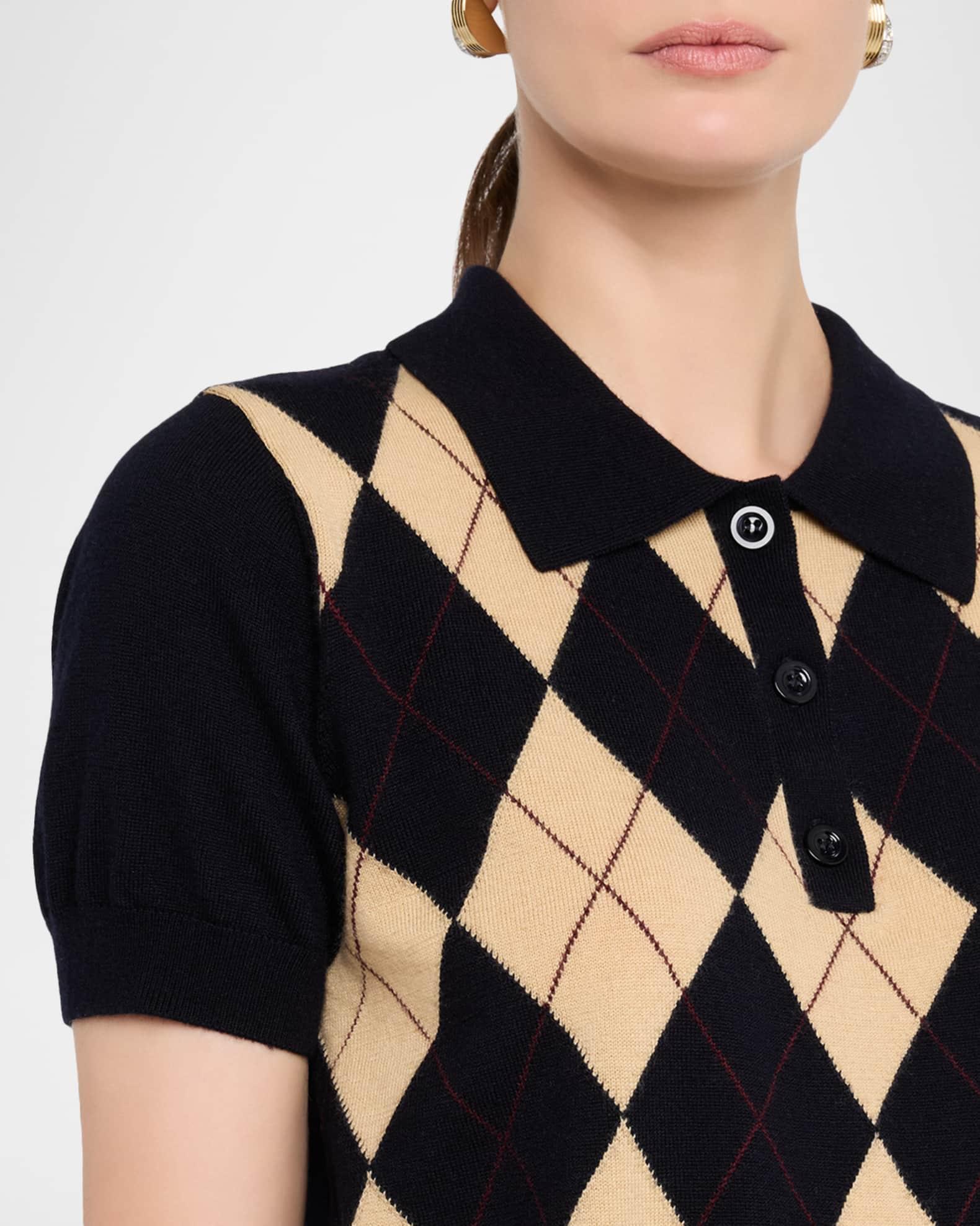 The Argyle Short-Sleeve Polo Sweater Product Image
