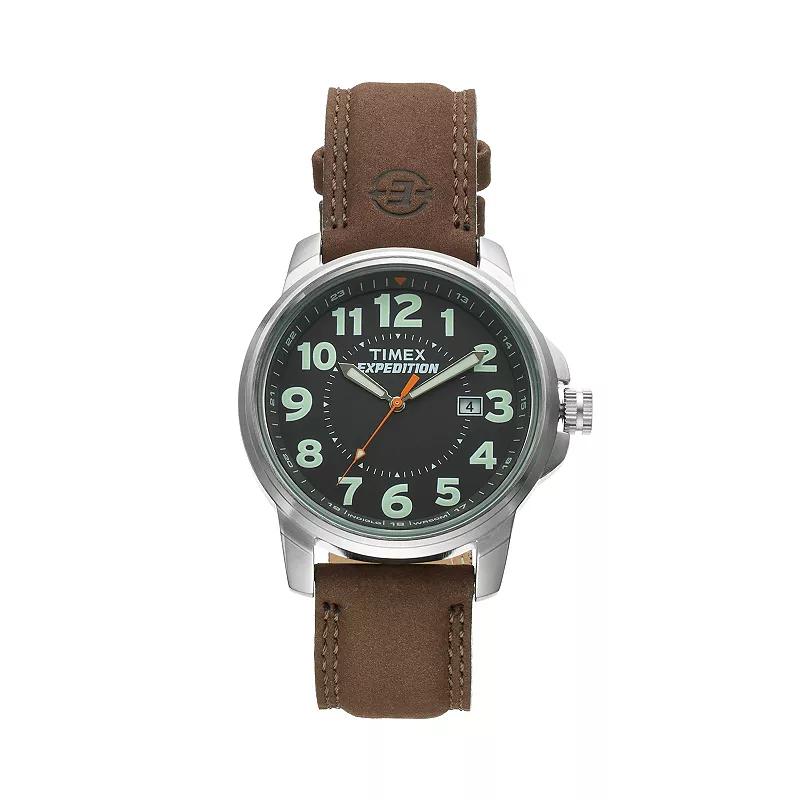 Men's Timex Expedition Field Watch with Leather Strap - Silver/Black/Brown T449219J Product Image