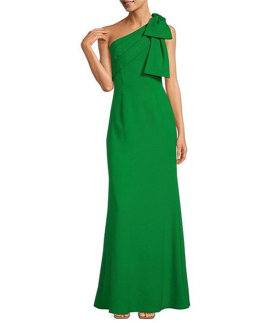 Adrianna Papell Stretch Crepe Bow One Shoulder Mermaid Gown Product Image