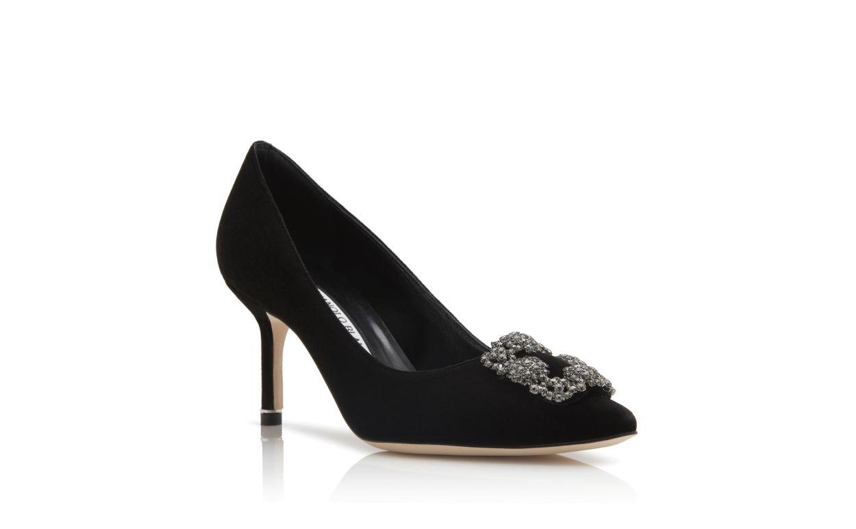 HANGISI VELVET 70 Black Velvet Jewel Buckle Pumps Product Image