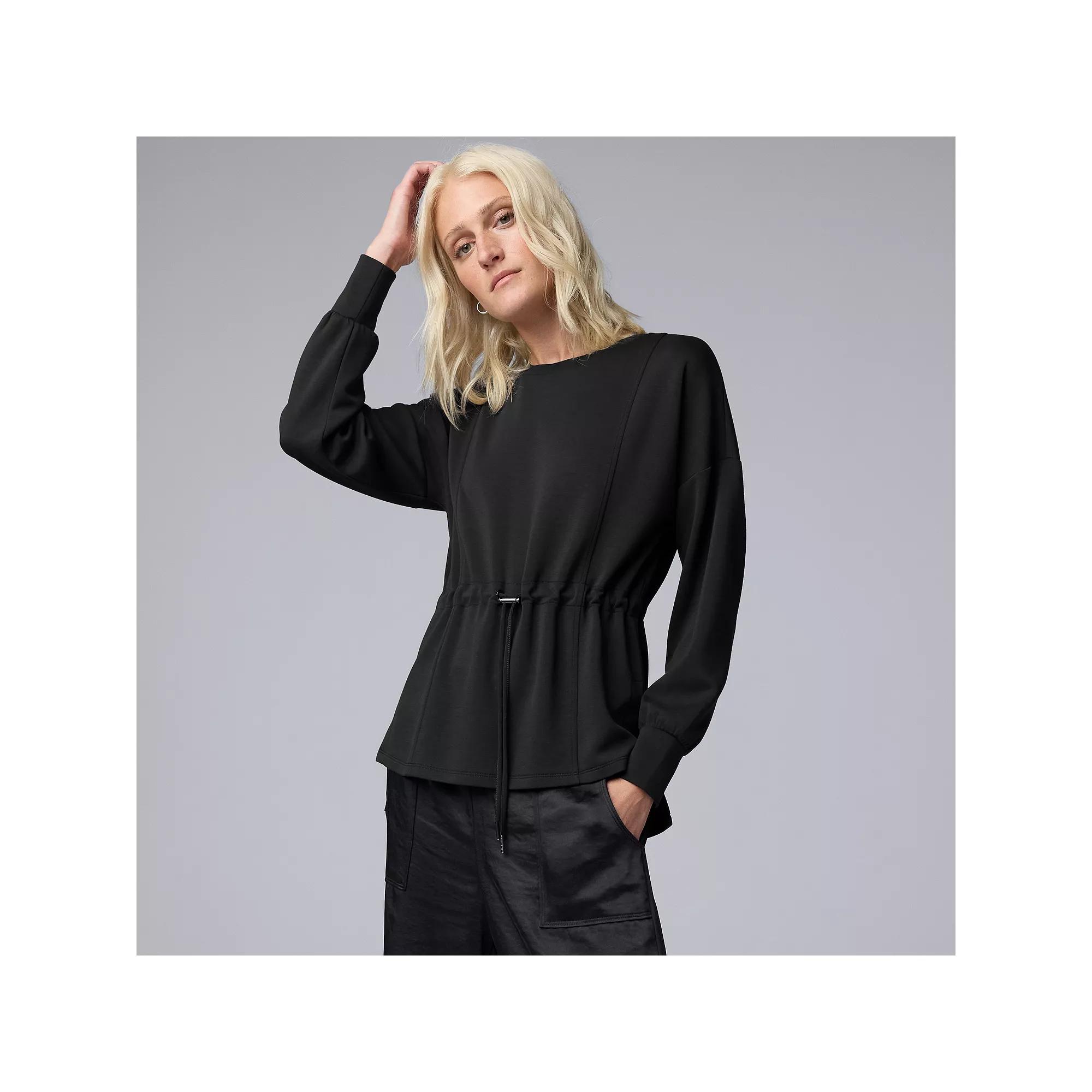 Women's Simply Vera Vera Wang Scuba Drawcord Top, Size: XXL, Brown Torte Product Image