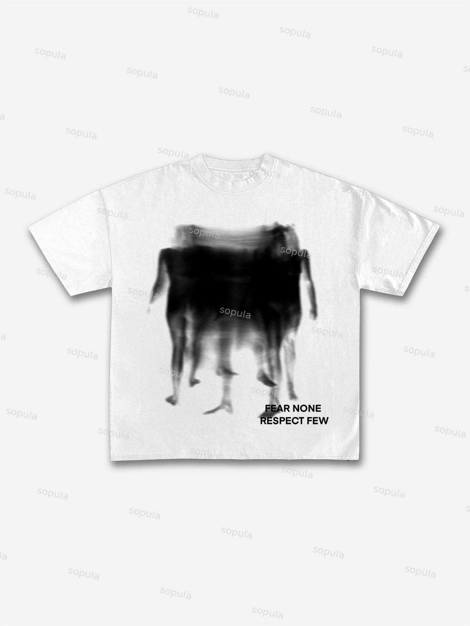 Fear None, Respect Few Abstract Fuzzy Shadow Graphic Cotton T-shirt Product Image