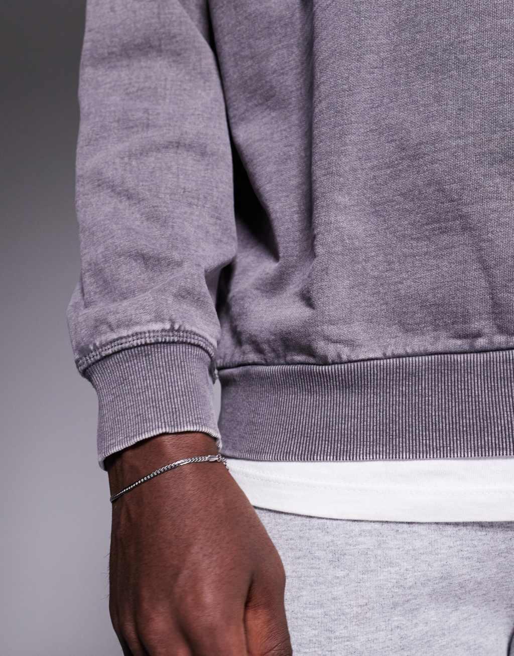 ASOS DESIGN oversized sweatshirt with raglan sleeves in washed gray - part of a set Product Image