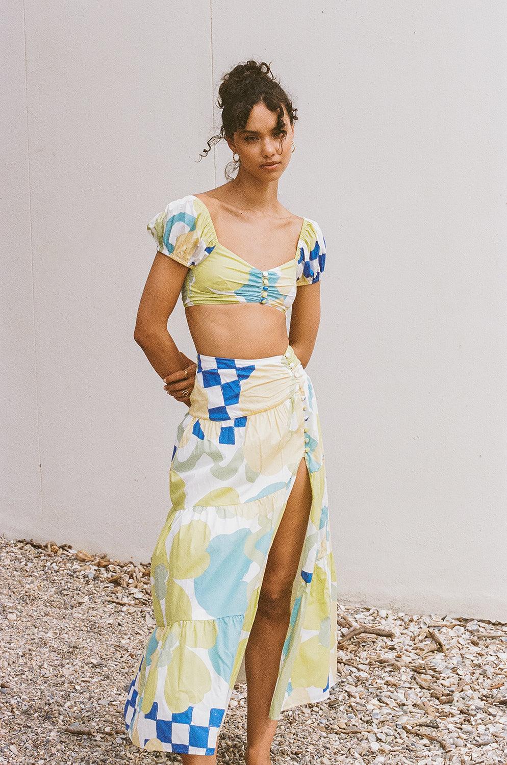 Bindi Maxi Skirt - Checker Floral Aliza Product Image