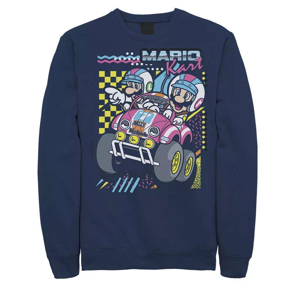 Big & Tall Nintendo Mario Kart Mario Luigi Darting Graphic Fleece Pullover, Men's,  Product Image