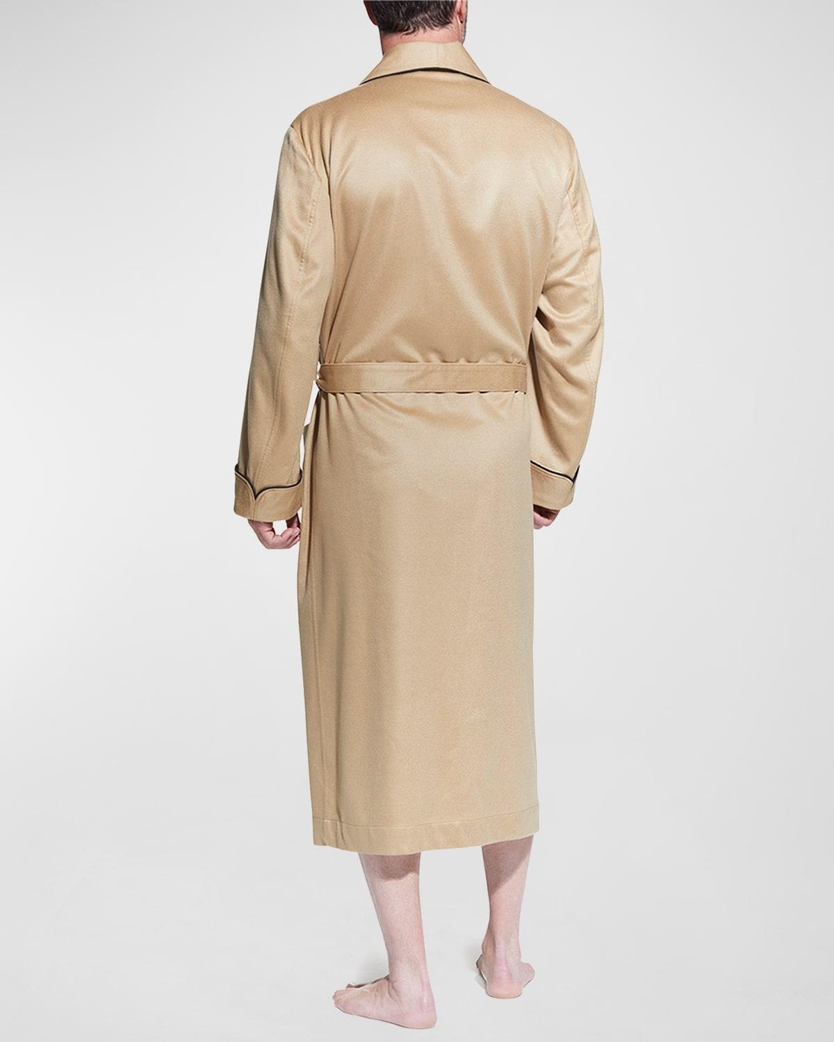 Mens Cashmere Braid-Trim Shawl Robe Product Image