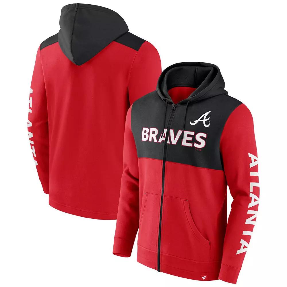 Men's Fanatics Red/Black Atlanta Braves Ace Hoodie Full-Zip Sweatshirt,  Product Image