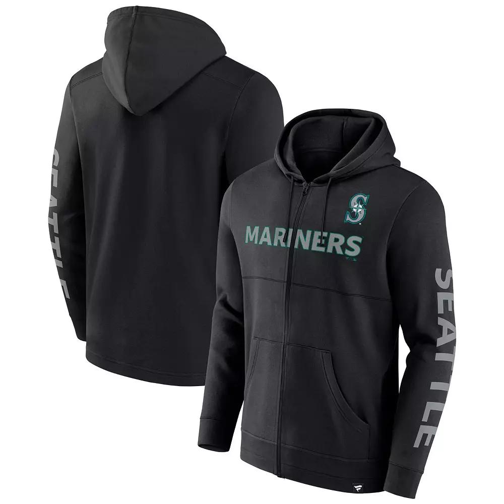 Men's Fanatics Branded Black Seattle Mariners Ace Hoodie Full-Zip Sweatshirt, Size: Medium Product Image